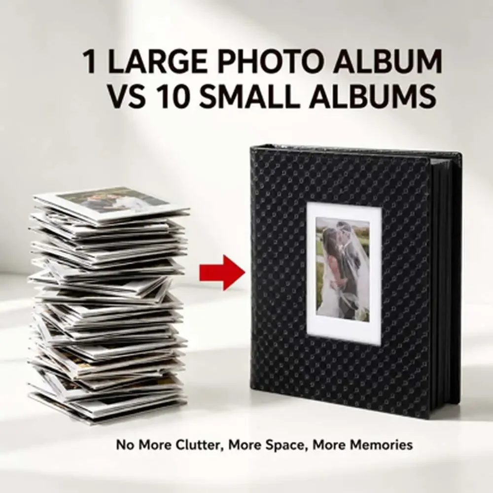 Photo Album 4X6 Leather Cover Large Capacity 600 Pockets Wedding Anniversary